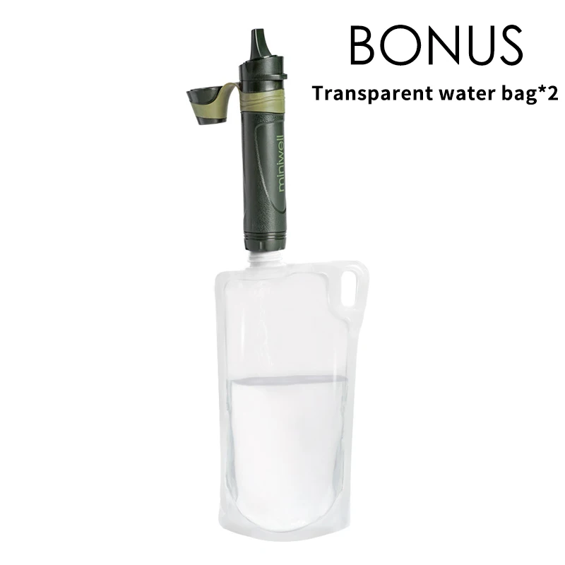 2 transparent bags Miniwell военный излишки фильтр для воды милитари выживания наборы - Цвет: 2 transparent bags