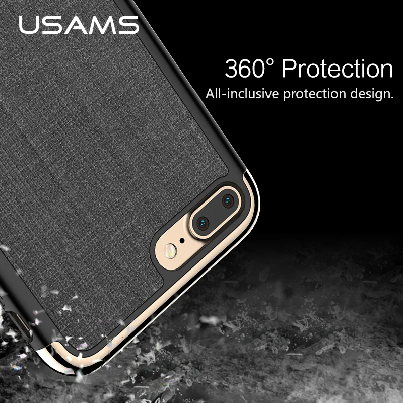 For iphone 7 &amp Plus Cover Case USAMS Elegant Series Plating PC+PU Three-splicing anti-knock Back for iphone7 cover |