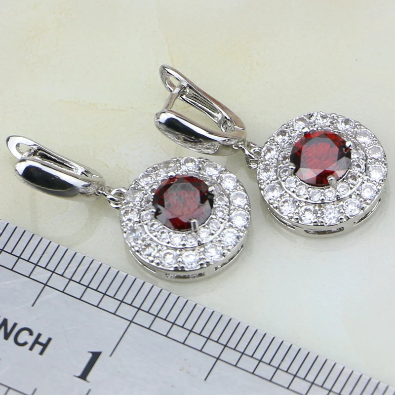 Красный гранат фианит белый циркон Стерлинговое Серебро 925 пробы ювелирные