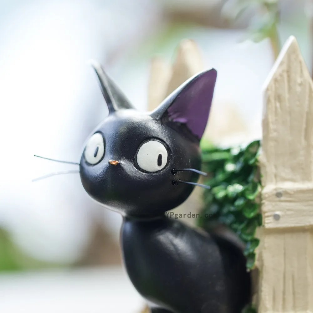 Креативный мультяшный Черный Кот белый забор из смолы кактусы цветочный горшок