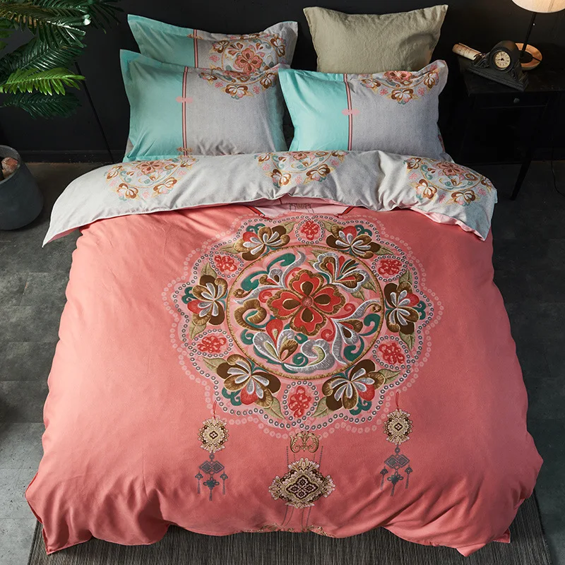 Комплект постельного белья роскошный 4 шт Гладкий минималистский китайский