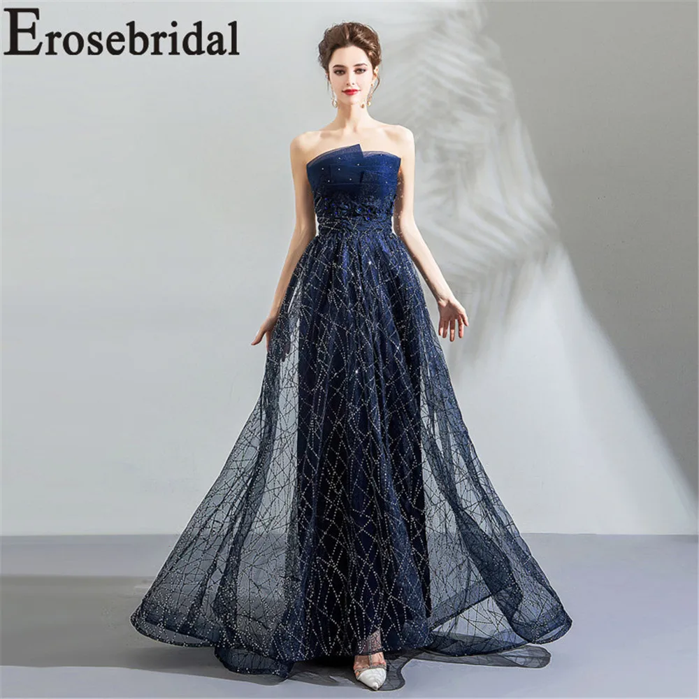 Женское вечернее платье с бусинами Erosebridal длинное блестящее из ткани на