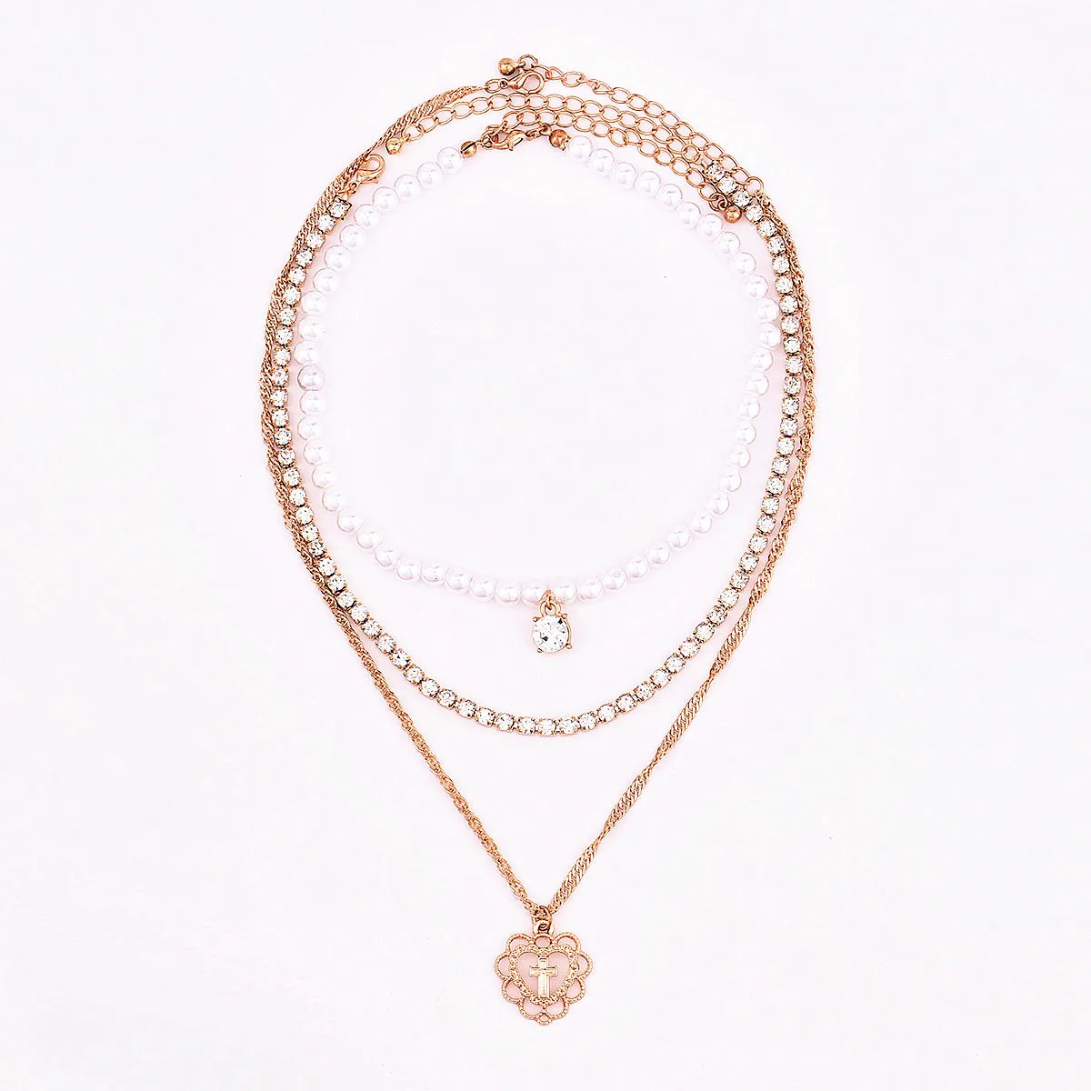 Ожерелье чокер с имитацией жемчуга ожерелье подвесками в виде цветка и Креста