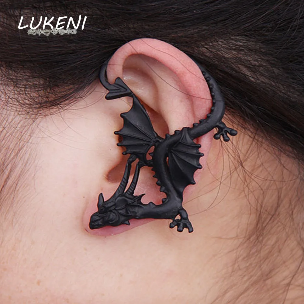 

LUKENI 10Pcs/Lot Free Shipping Fashion Jewelry Earrings 2017 Punk Dragon Long Ear Cuff Earring Jackets For Women And Men EJ015