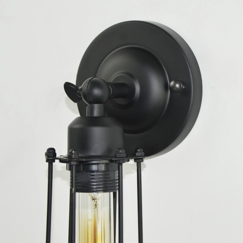 Длинные клетки бра лофт E27 Базы Эдисон светильник из кованого железа деревенский