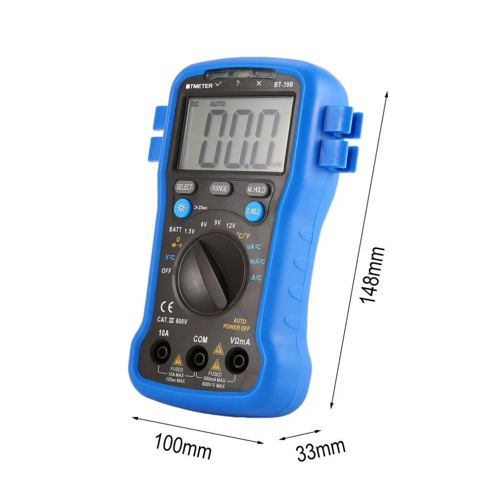 BTMETER BT-39B Digital Multimeter DC/AC Voltage Volt Ohm Amp Meter Handheld Voltmeter Current Tester 2000 Counts Battery Test |