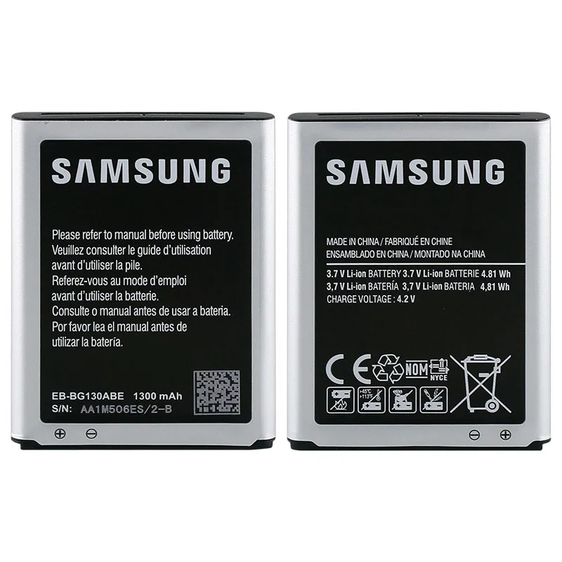 Samsung Original Battery For Galaxy Star 2 G130 G130E G130H 1300mAh EB-BG130ABE Phone Batteries | Мобильные телефоны и