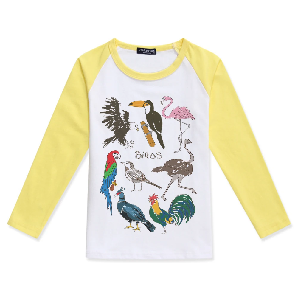 

Hot Sale 2019 Baby Girls Clothes Tshirt Boys Long Sleeve Tops Birds Print Children Clothing Fashion O-Neck Color K T-Shirt