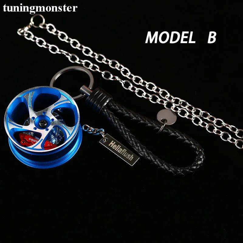 Model B Kit (Blue) Большой обод колеса автомобиля Авто заднего вида Mirrow брелок алюминиевый 1 комплект = колесо+ тормозной диск+ BV кожа+ подвеска+ цепь - Название цвета: Model B Kit (Blue)