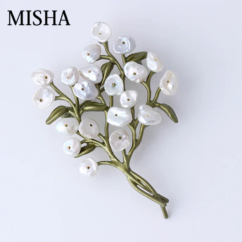 brooch MISHA, качественная эмалированная булавка, винтажная растительная брошь на булавке, натуральный жемчуг, брошь в виде цветка, свадебные аксессуары, 2409 - Окраска металла: brooch
