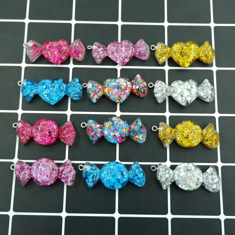 Подвески в виде конфет с блестками из смолы подвески для украшения ожерелья