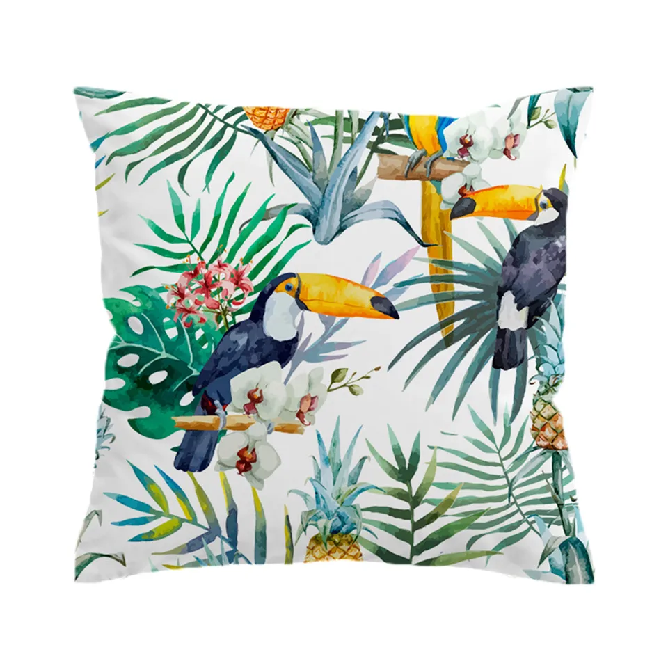 BeddingOutlet Toucan Cushion Cover Floral Pillow Case Tropical Plant Throw Pineapple Decorative Covers 45cmx45cm|Наволочки| |