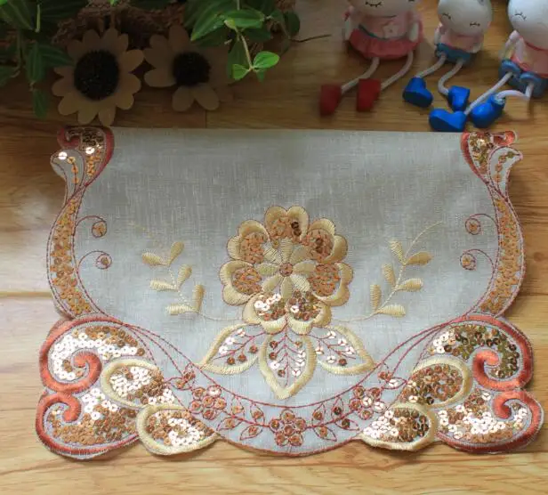 New Modern Lace Sequin Embroidery Placemat Table Place Mat Cloth Tea Coffee Doily Cup Glass Coaster Mug Christmas Dining Pad | Дом и сад