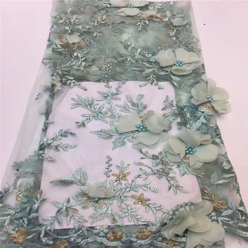 Latest Magenta African Lace Fabric 2019 Popular Beaded Tulle Fabrics 3d Flowers Net for Wedding Party Dress | Дом и сад