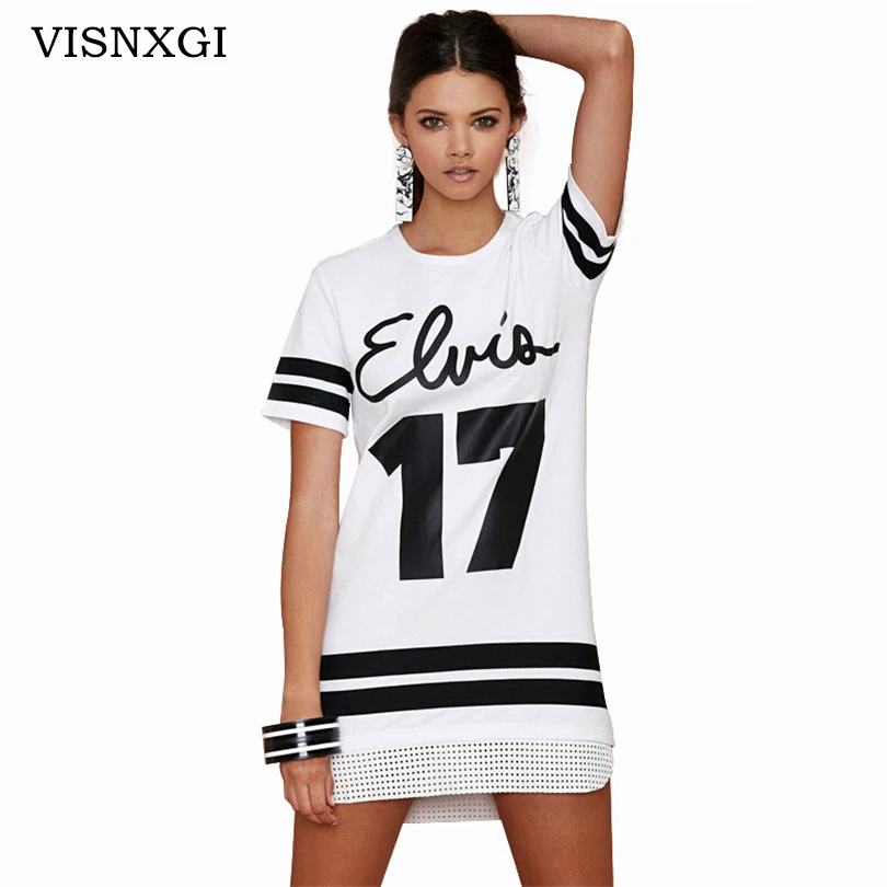 S177 White VISNXGI женское повседневное Открытое платье летнее бейсбольное платье с буквенным принтом и цифрой 17 Стильное повседневное платье с коротким рукавом - Цвет: S177 White