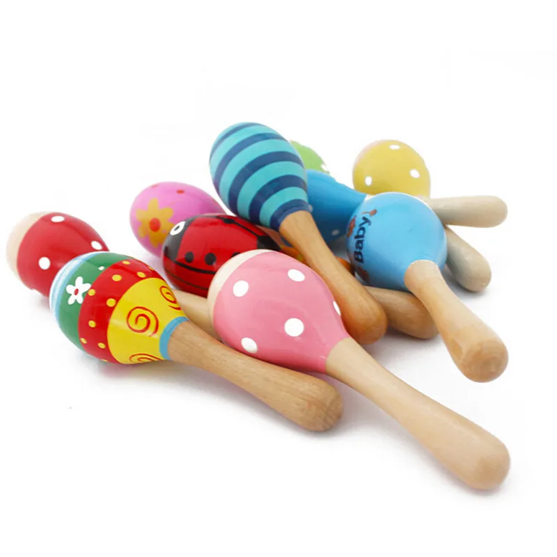 50 шт мини красочные деревянные шариковые погремушки Maracas игрушки песочный