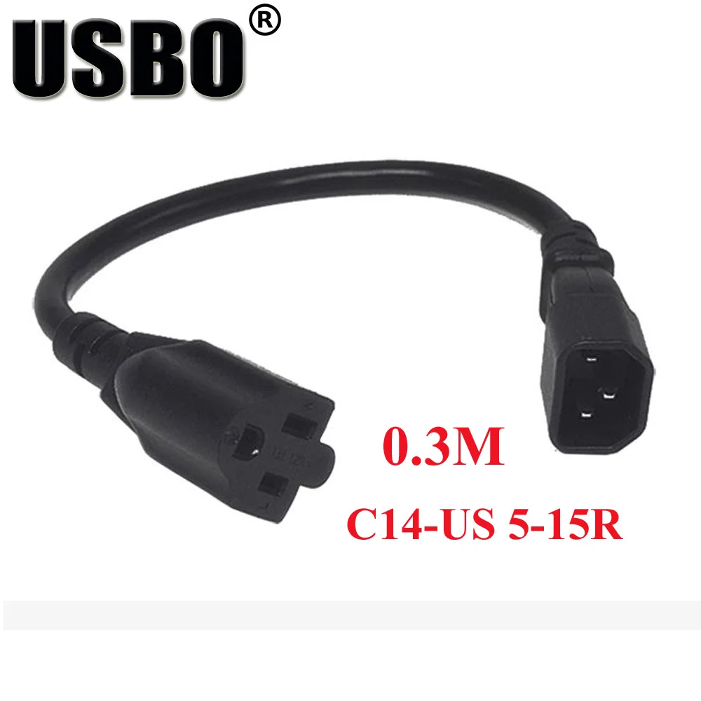 Черный 0 3 м пвх медь CE сертификация IEC320 C14 к США Женский удлинитель US 5 15R шасси шкаф