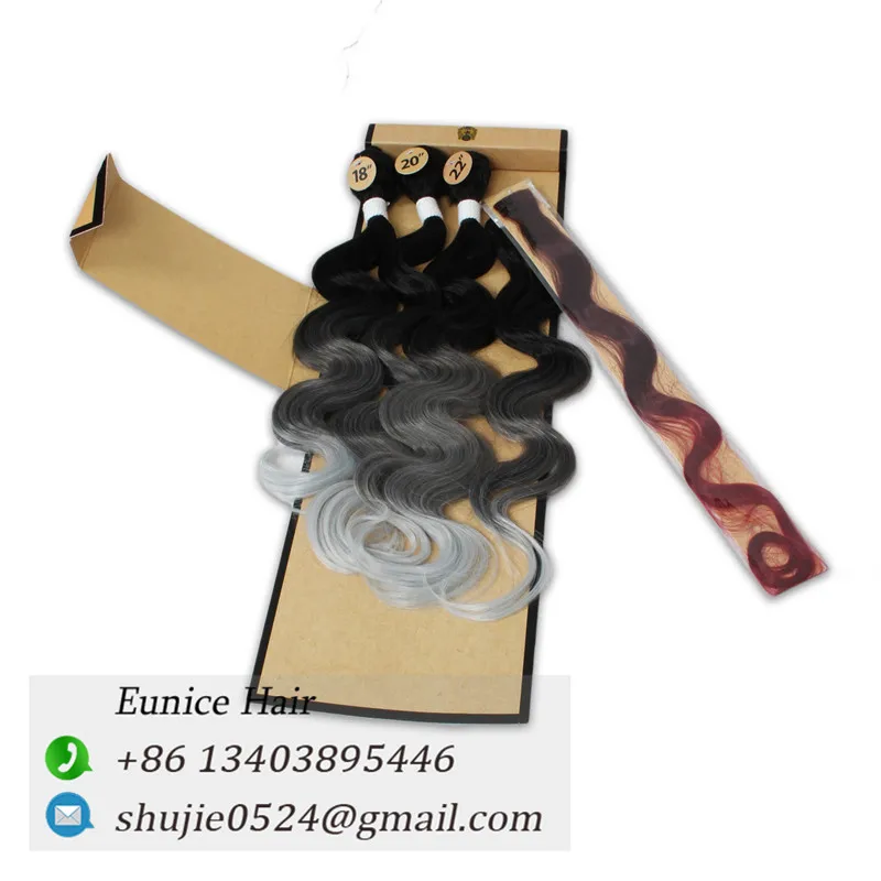 Накладные волосы Eunice, 1" 20" 2", 3 шт., блонд, синтетические волосы, волнистые, натуральные, черные, волнистые, с закрытием, для женщин - Цвет: 1001 #