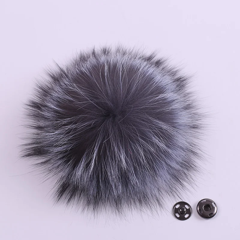 Меховые помпоны MPPM 12 цветов из меха енота для шапки с пряжкой натурального 15 16 см