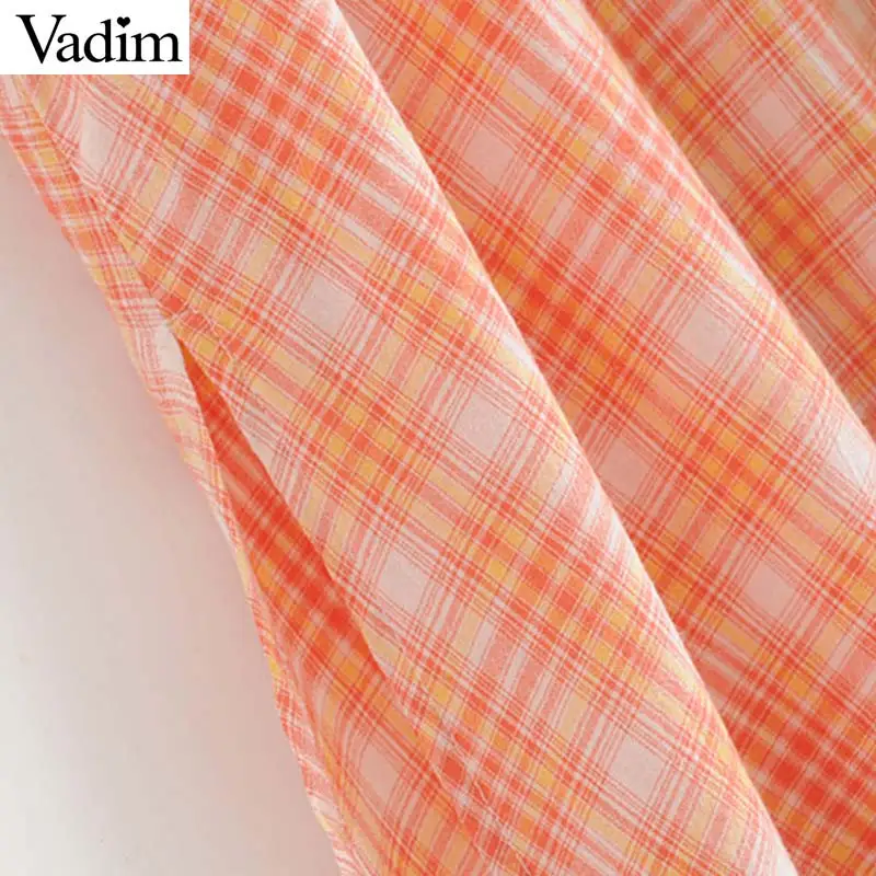 Vadim милый Женский клетчатый платье средней длины в стиле пэчворк без рукавов с