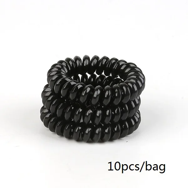 02Black 4/5/10 шт аксессуары для волос 5 см резинка телефонный провод с головными повязками Головные уборы Эластичный весна зажим для волос резинки для волос/веревки тканью; прическа хвостик; - Цвет: 02Black