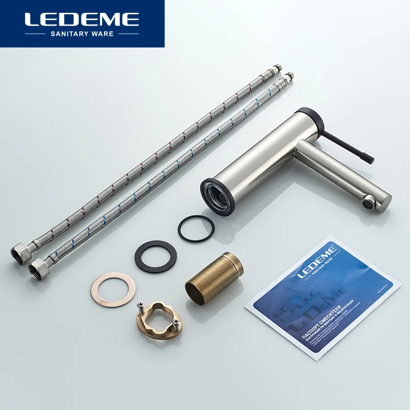 Смеситель для раковины LEDEME L1047A современный кран ванной комнаты никель матовый