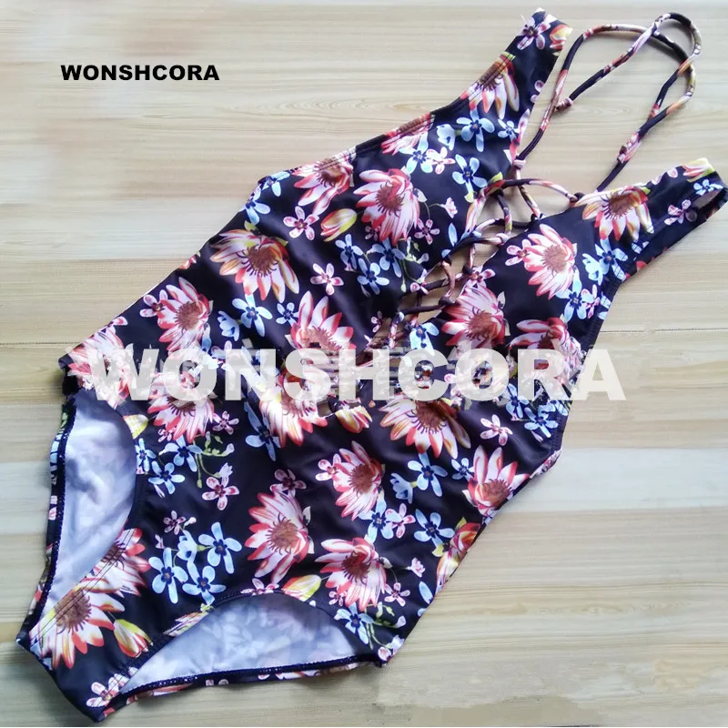 WONSHCORA новый цветочный бикини сексуальный цельный купальник плавленый жилет