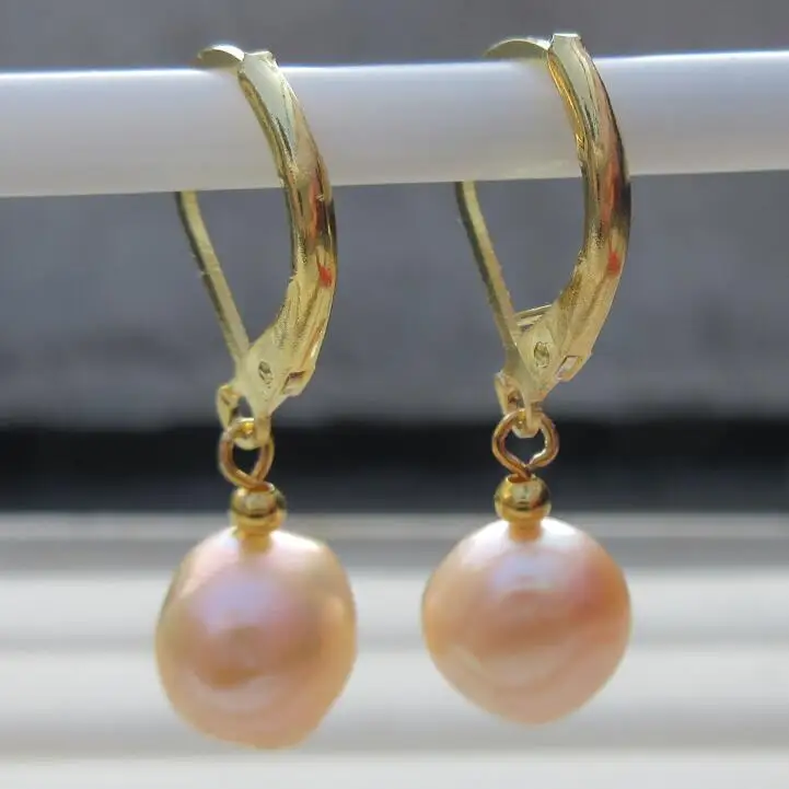 Серьги с розовым жемчугом 14 k/20 GOLD|Серьги-подвески| |