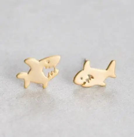 Модные Простые крошечные жестокий зверь металлические серьги позолоченные