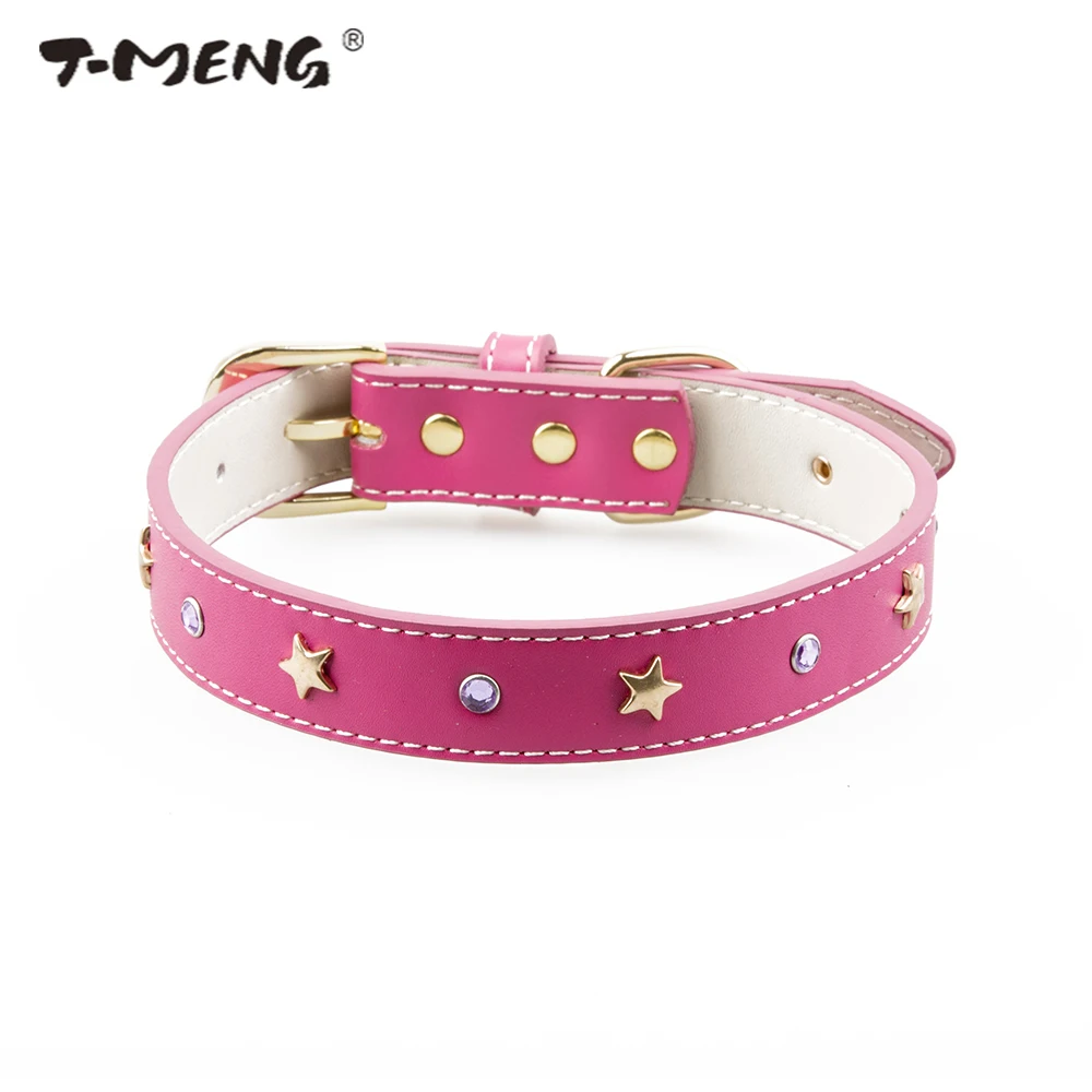 T MENG ошейник для собак со стразами и бриллиантами ошейники кошек из натуральной