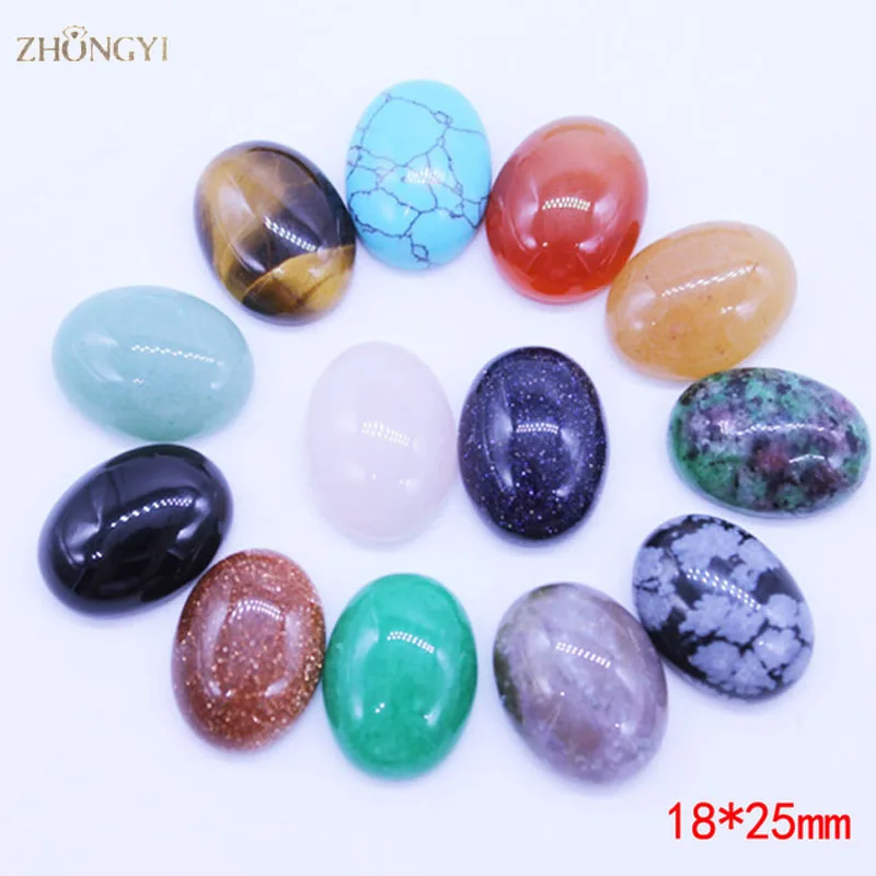 Оптовая продажа природа драгоценного камня смешанные Кабошон 25x18 мм овальной