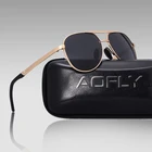 Мужские Солнцезащитные очки-авиаторы AOFLY, черные поляризационные очки-авиаторы с резиновыми дужками, с чехлом, лето 2019