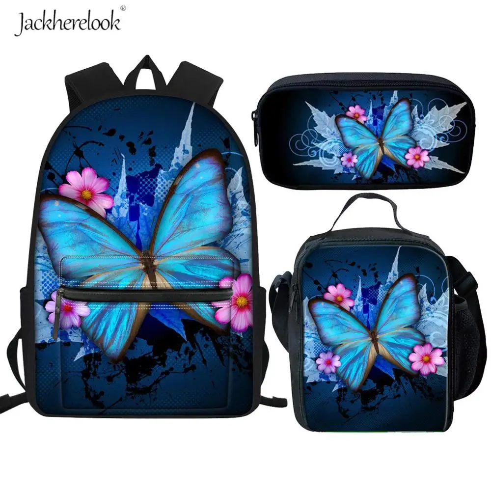 Jackherelook Butterfly School Bags Set For Teenager Girls Casual Daypack Child Schoolbag Book Bag Kids Cute Backpack Rucksack | Багаж и