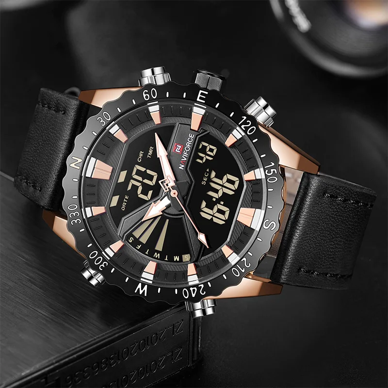 NAVIFORCE новые роскошные спортивные и фирменные мужские часы светодиодный