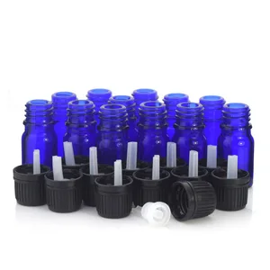 12 шт 5 мл кобальтовые синие стеклянные бутылки с евро капельным дозатором, прозрачная крышка для эфирных масел, косметических контейнеров для ароматерапии 16 унций
