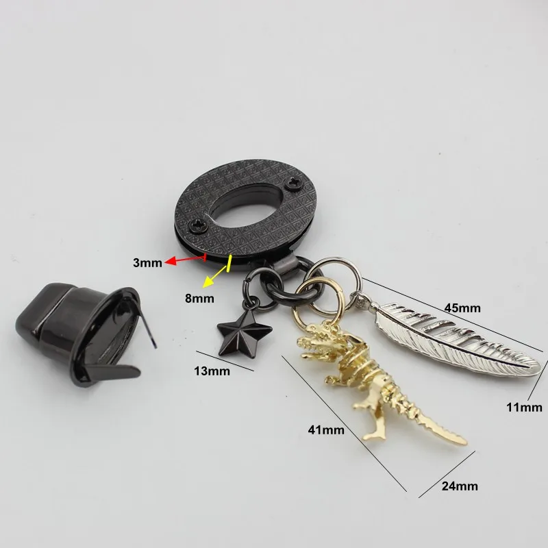 Подвеска с пером динозавра и замком ellips 20 комплектов|hardware accessories|bag lockleather hardware |