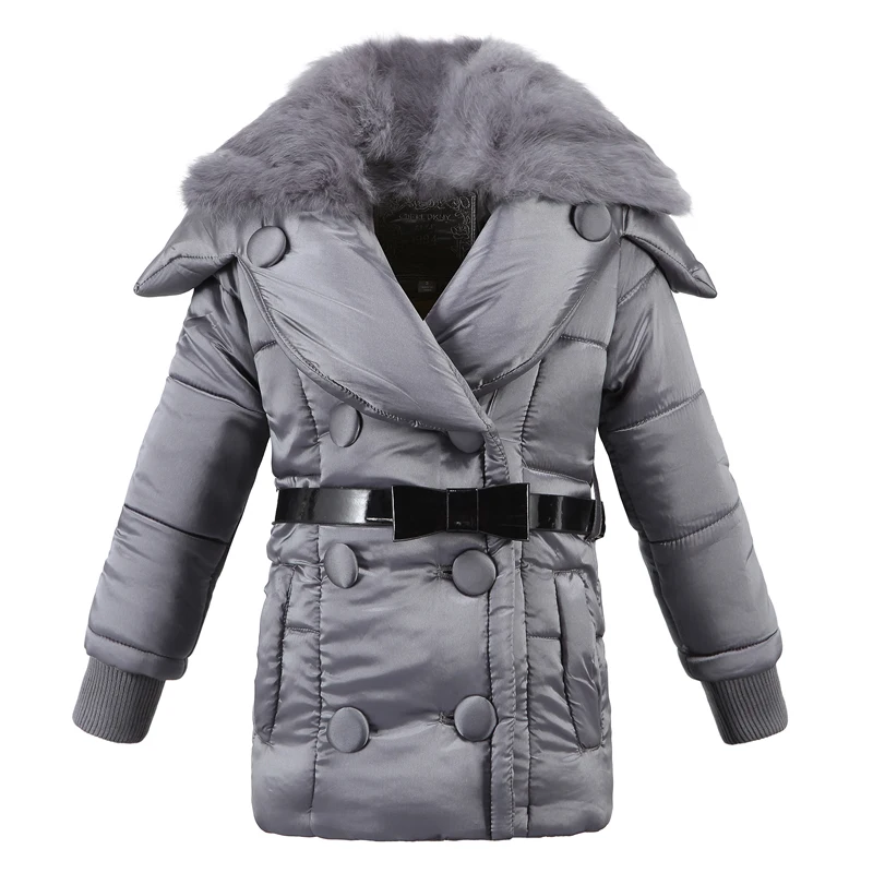 Зимнее пальто с капюшоном для девочек Новинка 2018 года Двубортная парка на молнии