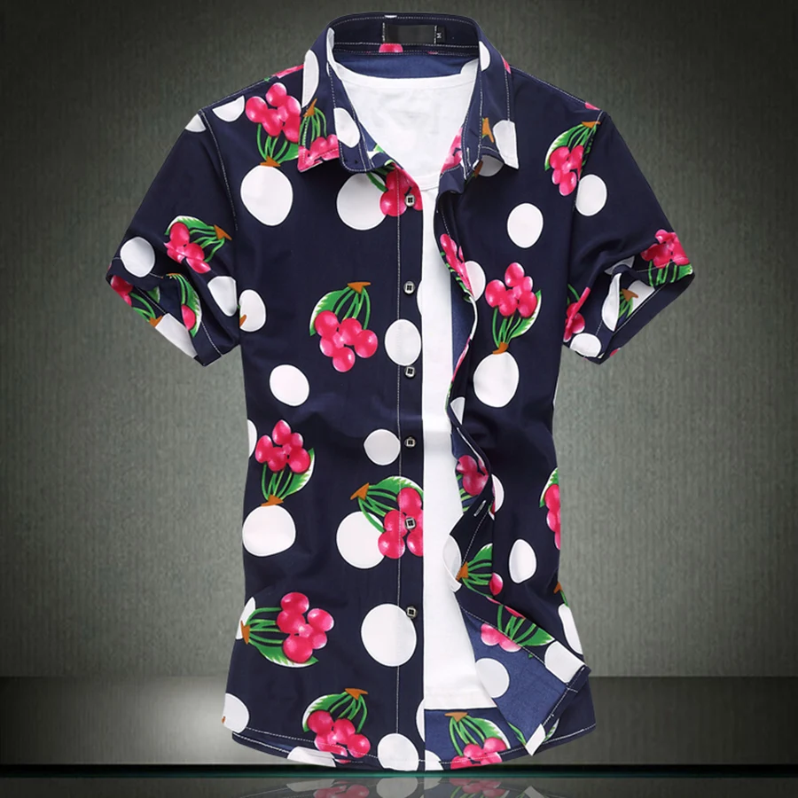 Гавайский поступления рубашка Для мужчин хлопок с цветочным принтом Camisas большой