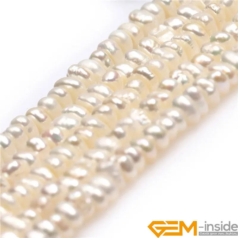 Rondelle натуральный Пресноводный Культивированный Жемчуг Heishi Seed Spacer бисер для женщин Изготовление ювелирных изделий прядь 15 дюймов Лидер продаж - Цвет: 3x4mm white
