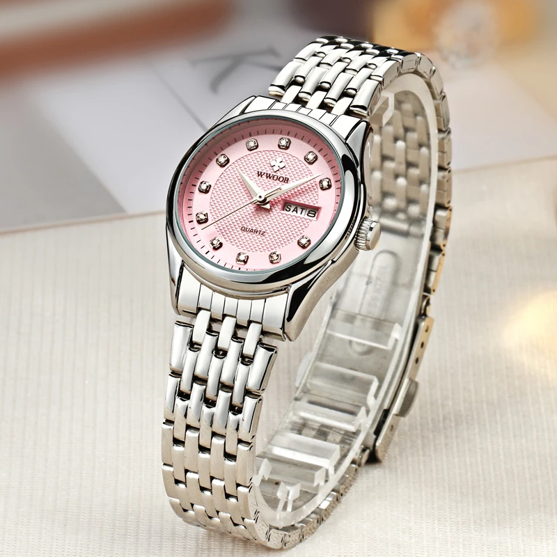 WWOOR женские часы брендовые Роскошные Водонепроницаемые для свиданий Дамские