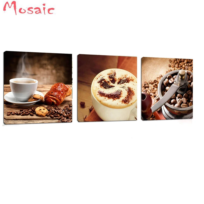

Full Square/Round Drill 5D DIY Diamond Painting Kitchen Art Coffee Triptych paintings Diamond Embroidery Cross Stitch Decor Gift