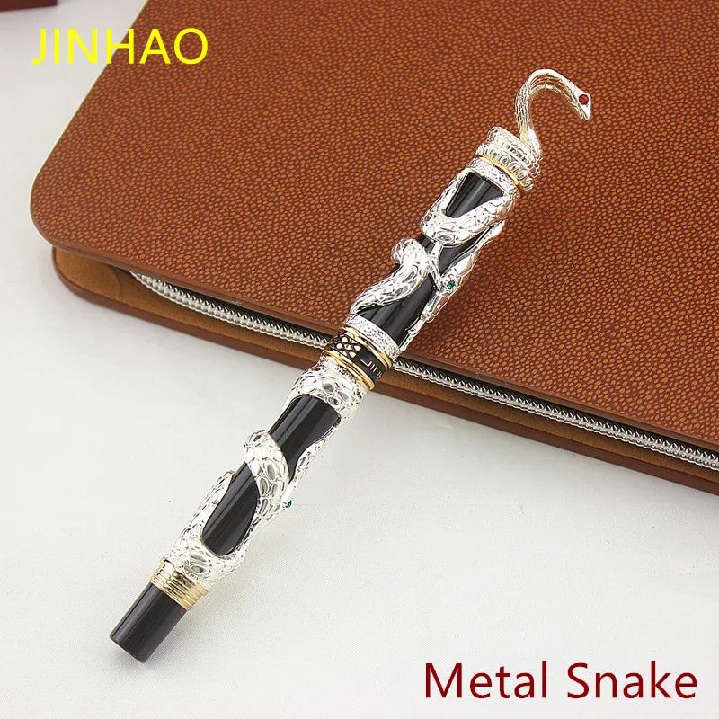 

High Quality Jinhao Metal Snake Fountain Pen Luxury Calligraphy Ink pen Iraurita Cobra 3D Pattern Gift 0.5 Nib Office Supplies