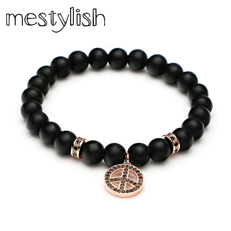 Новый красивый браслет Mestylish с символом мира бусинами из натурального камня