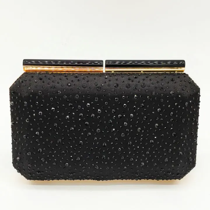 Black Evening Bag Бутик De FGG Оранжевый Кристалл женская вечерняя сумочка клатч металлическая рамка акриловая застежка Свадебная вечеринка Банкетная Сумочка через плечо на цепочке - Цвет: Black Evening Bag