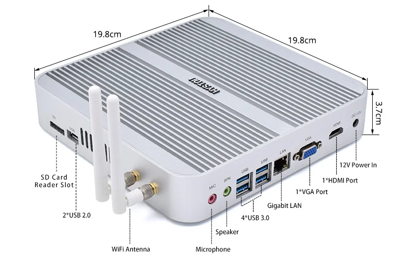 Hystou 3 года гарантии ПК Intel NUC i5 I3 I7 безвентиляторный мини Win/10 микро настольный