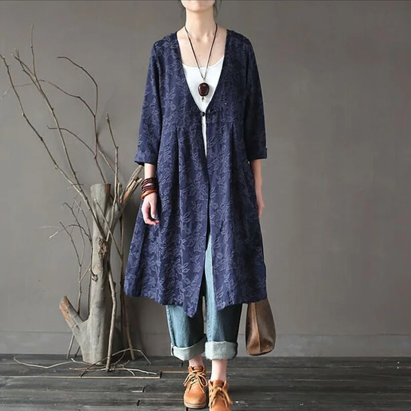 Женский однотонный тренчкот из хлопка и льна в винтажном стиле новинка 2017 модные