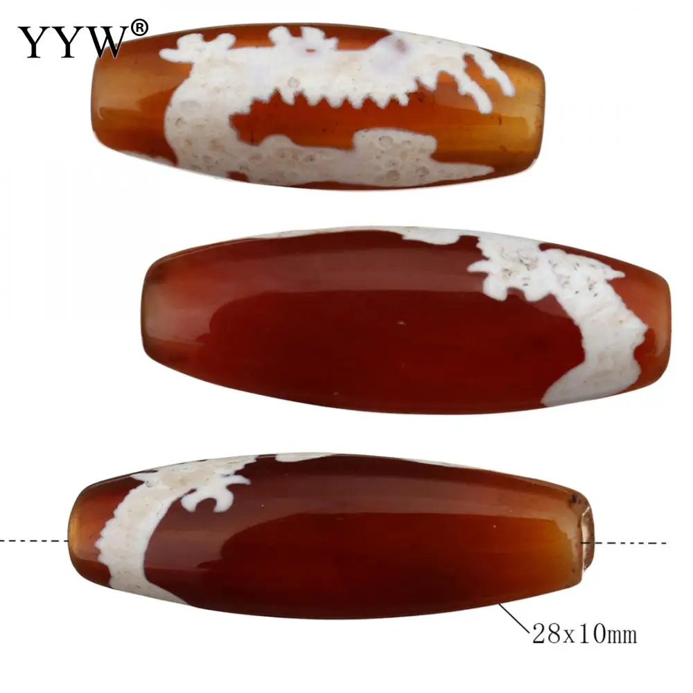 

Natural Tibetan Agata Onyx Dzi Beads Trendy Fashion Jewelry Dragon Dracon Kuanyin Chinese Bead More Colors For Choice 28x10x10mm