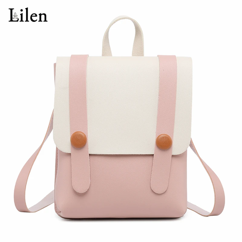 

Lilen New Design Wild College Fashion Backpack Soft PU Simple Female Small Backpack