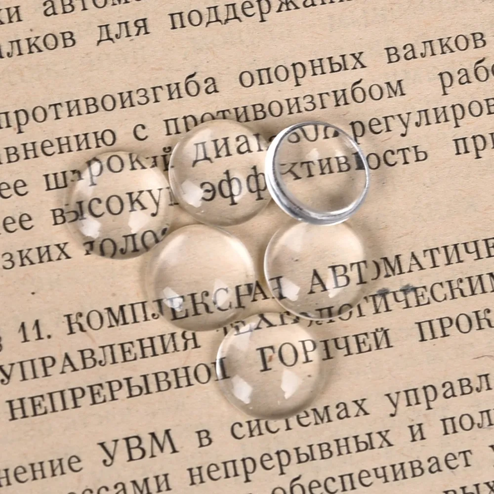 Круглые кабошоны 50 шт./лот 14 мм прозрачная стеклянная плоская задняя часть для