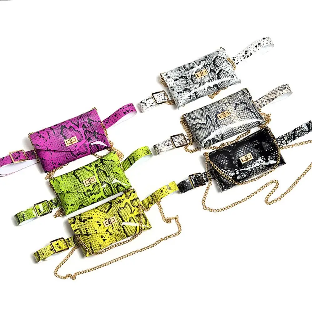 Pu Leahter Waist Bag Famal Fashion Waist Belt Women Waist Pack Serpentine Fanny Pack Leather Fashion Snake Skin Waist bag